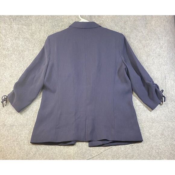 Loft Jacket Womens Size 14 Navy Open Front Cinched Sleeve W/ Tie Career - Picture 13 of 16
